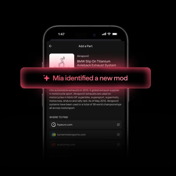 MotorMia app performance recommendations screen