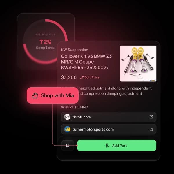 MotorMia app build tracking screen